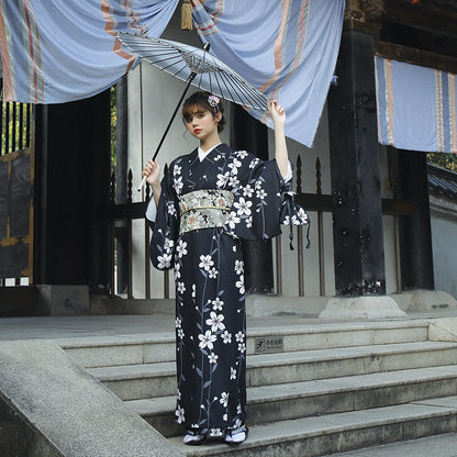 プレミアム桜浴衣（黒）- 日本の美を纏う上質レディース和装 | 花見・夏祭りに最適